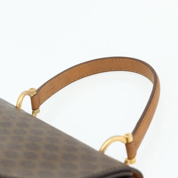CELINE Macadam Canvas Hand Bag PVC Leather Brown Gold Auth 180162
