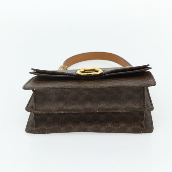 CELINE Macadam Canvas Hand Bag PVC Leather Brown Gold Auth 180162