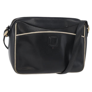 CELINE Shoulder Bag Leather Black Gold Auth 180163