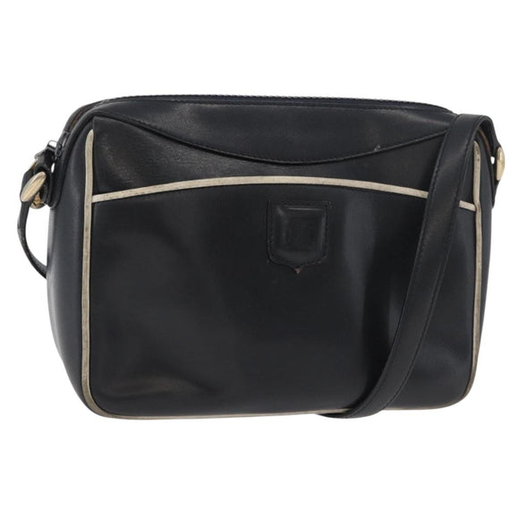 CELINE Shoulder Bag Leather Black Gold Auth 180163