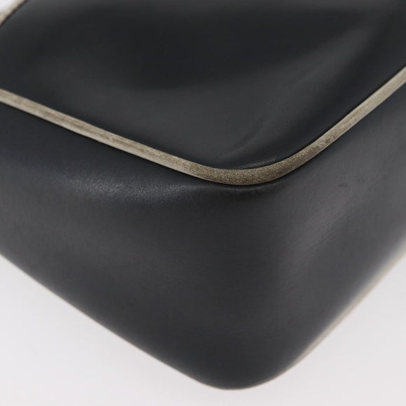 CELINE Shoulder Bag Leather Black Gold Auth 180163