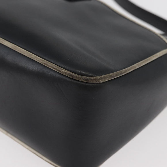 CELINE Shoulder Bag Leather Black Gold Auth 180163