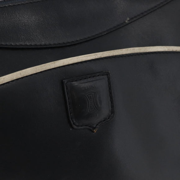 CELINE Shoulder Bag Leather Black Gold Auth 180163