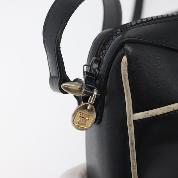 CELINE Shoulder Bag Leather Black Gold Auth 180163