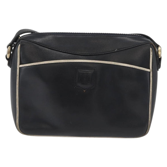 CELINE Shoulder Bag Leather Black Gold Auth 180163