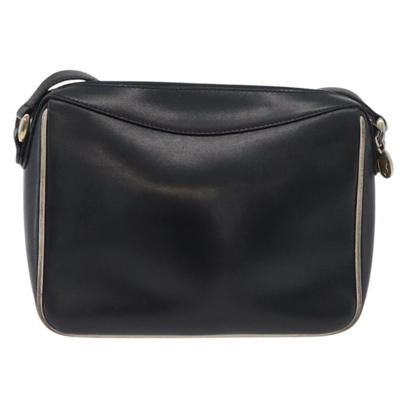 CELINE Shoulder Bag Leather Black Gold Auth 180163