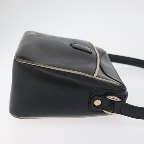 CELINE Shoulder Bag Leather Black Gold Auth 180163