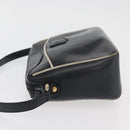 CELINE Shoulder Bag Leather Black Gold Auth 180163-4