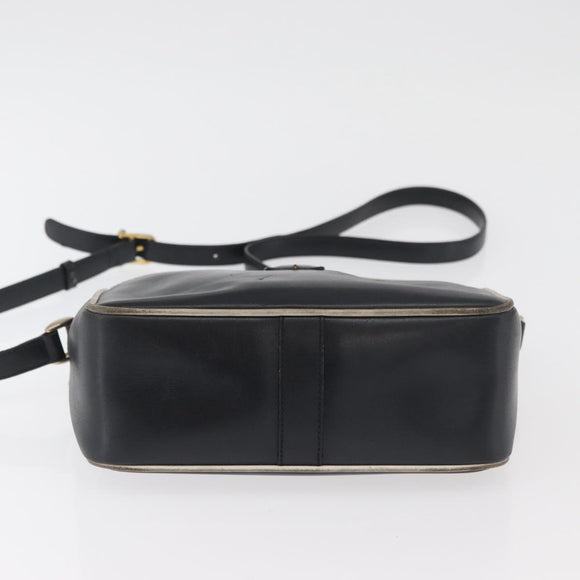 CELINE Shoulder Bag Leather Black Gold Auth 180163