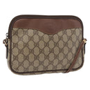 GUCCI GG Supreme Shoulder Bag PVC Beige Gold Auth 180164-1