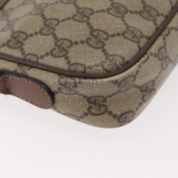 GUCCI GG Supreme Shoulder Bag PVC Beige Gold Auth 180164