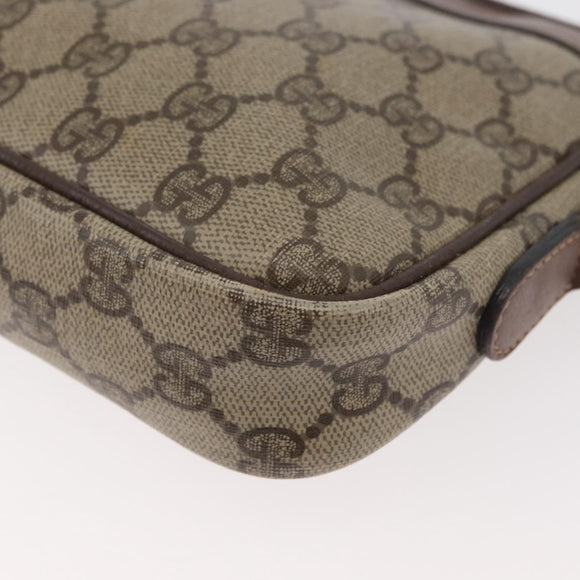 GUCCI GG Supreme Shoulder Bag PVC Beige Gold Auth 180164