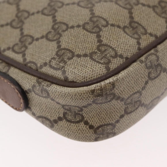 GUCCI GG Supreme Shoulder Bag PVC Beige Gold Auth 180164