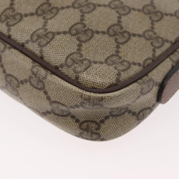 GUCCI GG Supreme Shoulder Bag PVC Beige Gold Auth 180164
