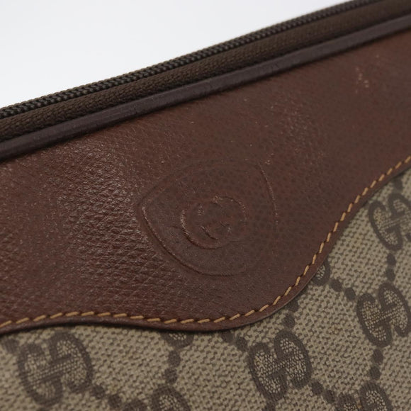 GUCCI GG Supreme Shoulder Bag PVC Beige Gold Auth 180164