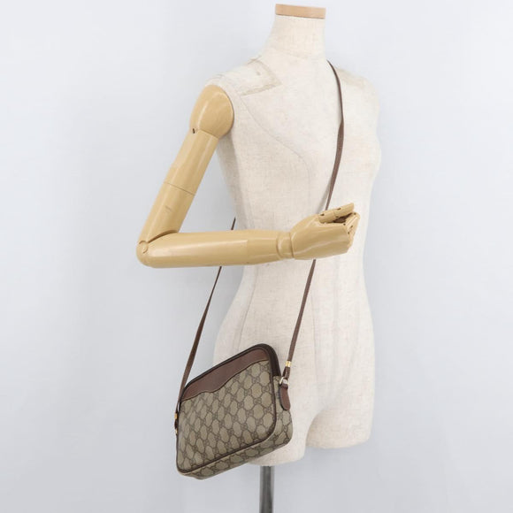 GUCCI GG Supreme Shoulder Bag PVC Beige Gold Auth 180164