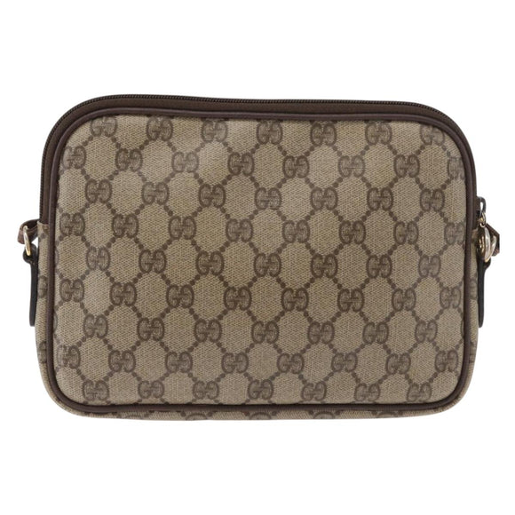 GUCCI GG Supreme Shoulder Bag PVC Beige Gold Auth 180164