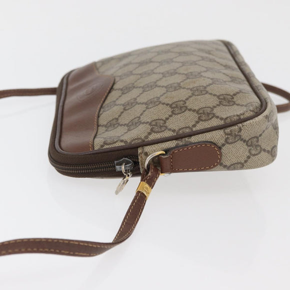 GUCCI GG Supreme Shoulder Bag PVC Beige Gold Auth 180164