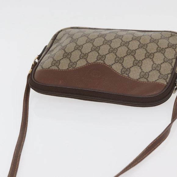 GUCCI GG Supreme Shoulder Bag PVC Beige Gold Auth 180164