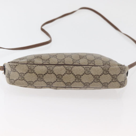 GUCCI GG Supreme Shoulder Bag PVC Beige Gold Auth 180164