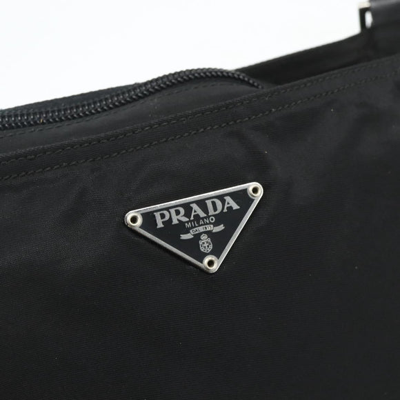 PRADA Shoulder Bag Nylon Black Silver Auth 180168