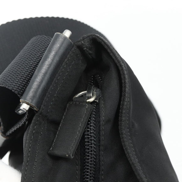 PRADA Shoulder Bag Nylon Black Silver Auth 180168