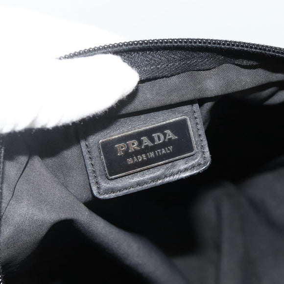 PRADA Shoulder Bag Nylon Black Silver Auth 180168