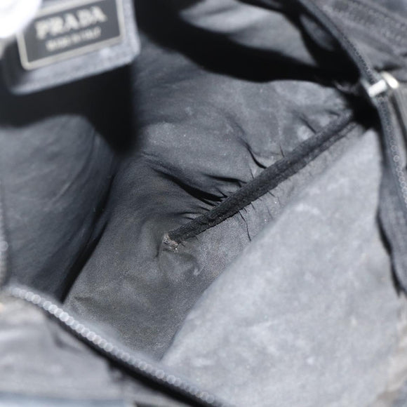 PRADA Shoulder Bag Nylon Black Silver Auth 180168