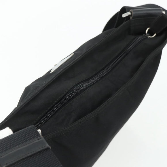 PRADA Shoulder Bag Nylon Black Silver Auth 180168