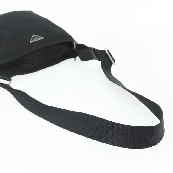 PRADA Shoulder Bag Nylon Black Silver Auth 180168