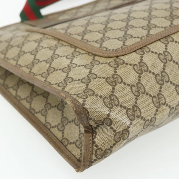 GUCCI GG Supreme Web Sherry Line Tote Bag PVC Beige Red 89 02 997 Auth 180169