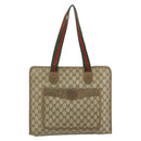 GUCCI GG Supreme Web Sherry Line Tote Bag PVC Beige Red 89 02 997 Auth 180169-2