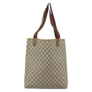 GUCCI GG Supreme Web Sherry Line Tote Bag PVC Beige Red 40 02 003 Auth 180170-2