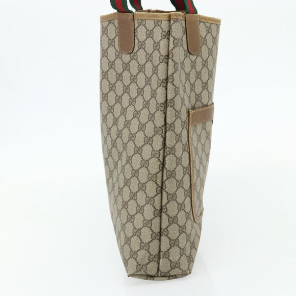 GUCCI GG Supreme Web Sherry Line Tote Bag PVC Beige Red 40 02 003 Auth 180170