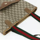 GUCCI GG Supreme Web Sherry Line Tote Bag PVC Beige Red 40 02 003 Auth 180170-6