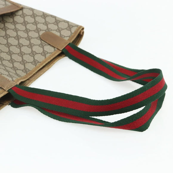 GUCCI GG Supreme Web Sherry Line Tote Bag PVC Beige Red 40 02 003 Auth 180170