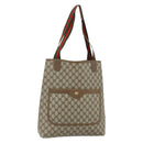GUCCI GG Supreme Web Sherry Line Tragetasche PVC Beige Rot 3902003 Auth 180171-1