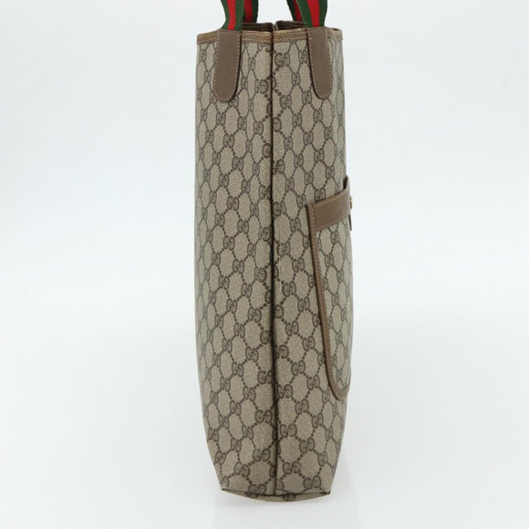 GUCCI GG Supreme Web Sherry Line Tragetasche PVC Beige Rot 3902003 Auth 180171