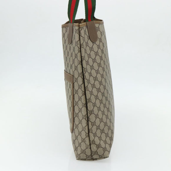 GUCCI GG Supreme Web Sherry Line Tragetasche PVC Beige Rot 3902003 Auth 180171