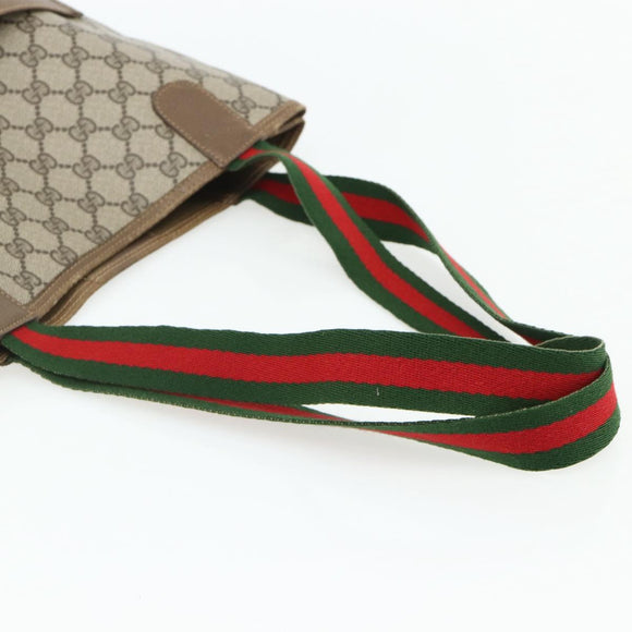 GUCCI GG Supreme Web Sherry Line Tragetasche PVC Beige Rot 3902003 Auth 180171
