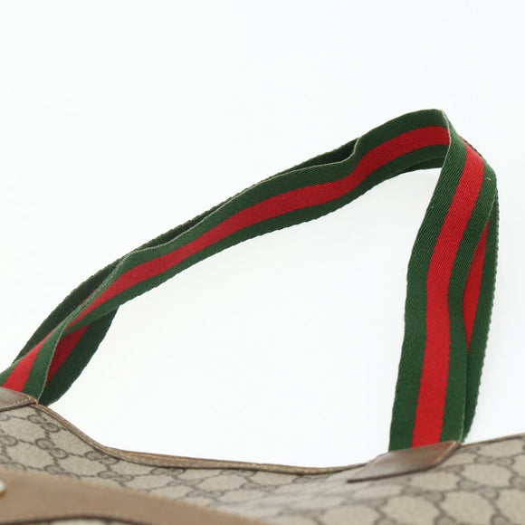 GUCCI GG Supreme Web Sherry Line Tragetasche PVC Beige Rot 3902003 Auth 180171