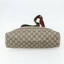 GUCCI GG Supreme Web Sherry Line Tragetasche PVC Beige Rot 3902003 Auth 180171-5