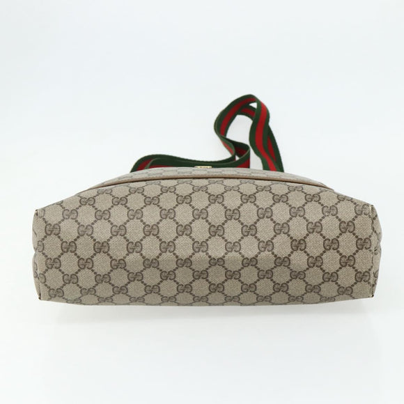GUCCI GG Supreme Web Sherry Line Tragetasche PVC Beige Rot 3902003 Auth 180171