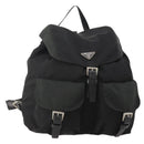 PRADA Rugzak Nylon Zwart Zilver Auth 180173-1
