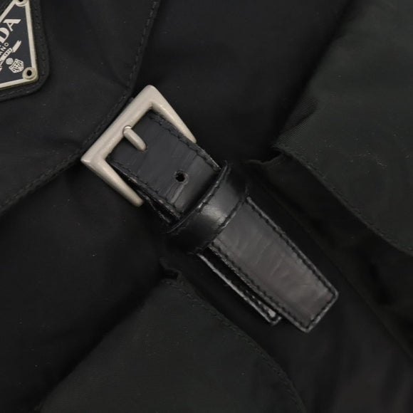 PRADA Rugzak Nylon Zwart Zilver Auth 180173