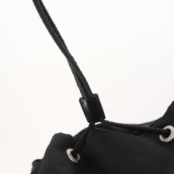 PRADA Rugzak Nylon Zwart Zilver Auth 180173