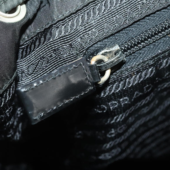 PRADA Rugzak Nylon Zwart Zilver Auth 180173