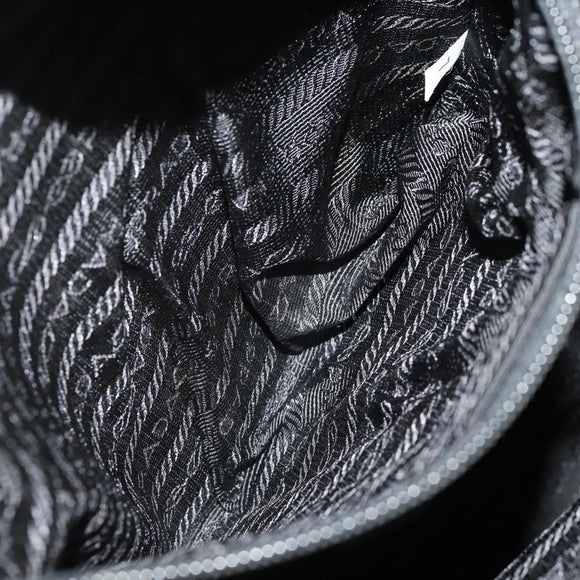 PRADA Rugzak Nylon Zwart Zilver Auth 180173