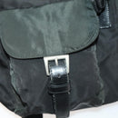 PRADA Rugzak Nylon Zwart Zilver Auth 180173-27