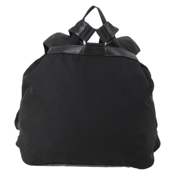 PRADA Rugzak Nylon Zwart Zilver Auth 180173